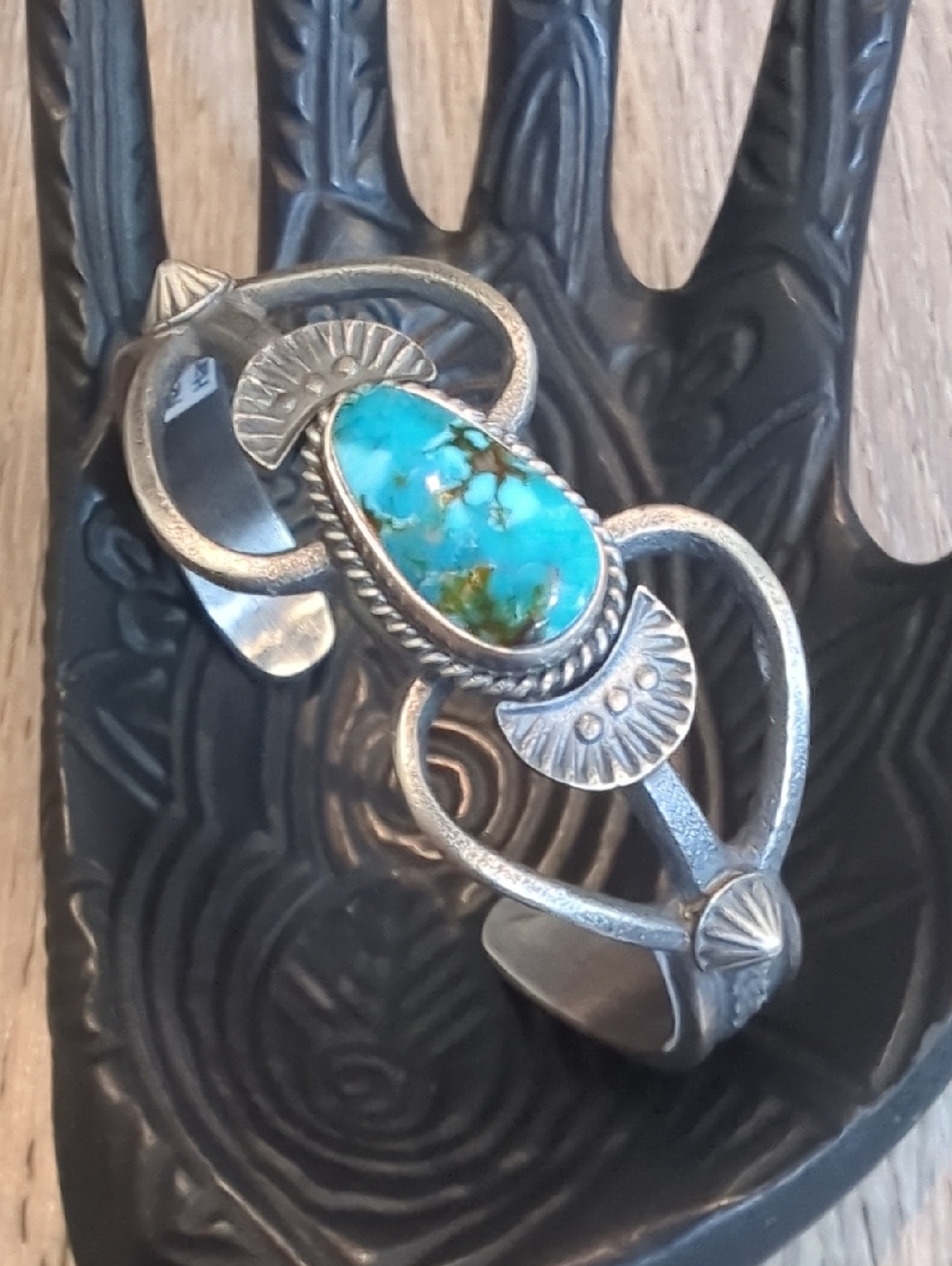 Navajo Sonoran Gold Turquoise Sterling Silver Cuff Bracelet